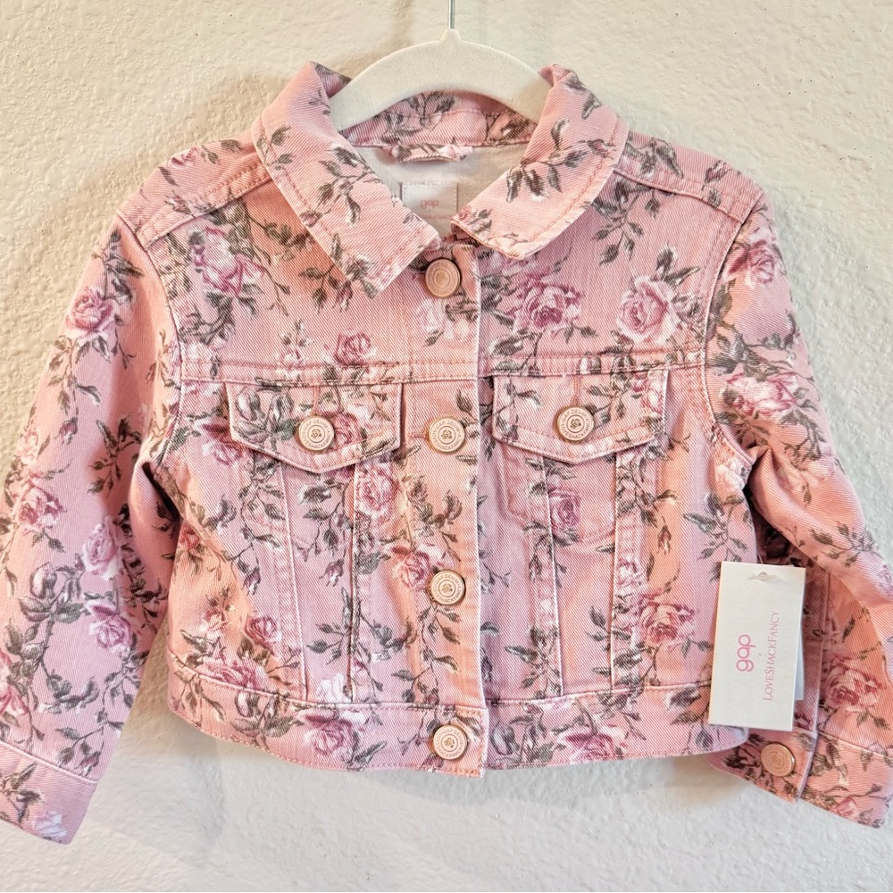 LoveShackFancy Pink Floral Jean Jacket Toddler